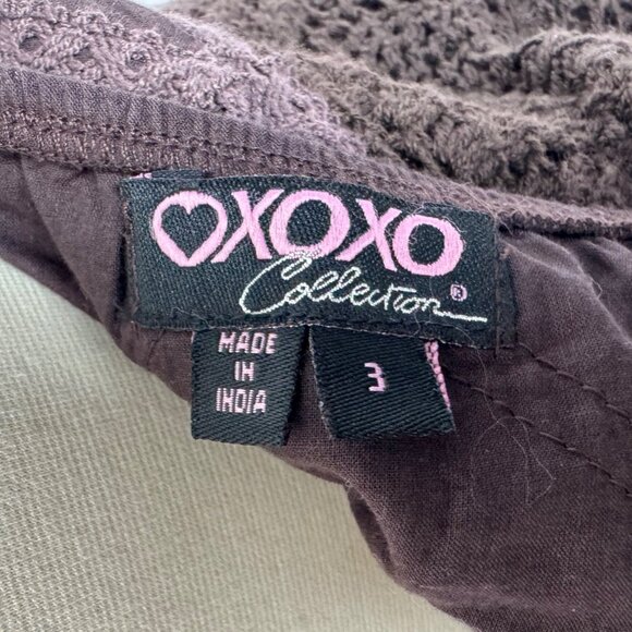 VTG XOXO‎ Brown Crochet Baby Doll Maxi Dress Whimsigoth Dark Fairy 100% Cotton - Picture 4 of 12
